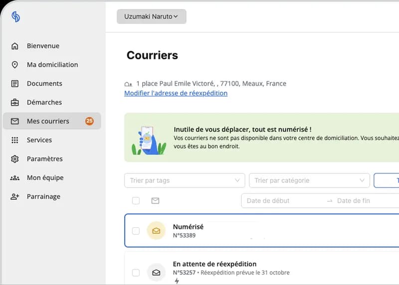 Aperçu de l'espace client SeDomicilier